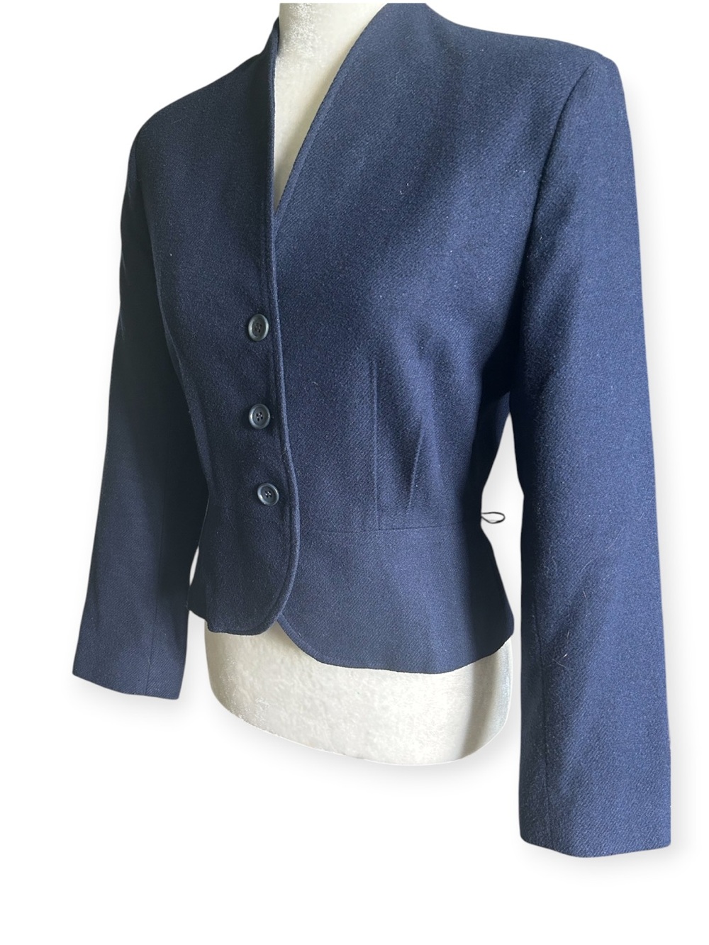 Dominique Vintage Tailored Semi-Peplum Wool Blend Jacket - Small